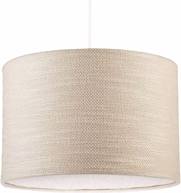 Happy Homewares Coconut Milk Textured Linen Pendant Lighting Shade with Diffuser in Beige