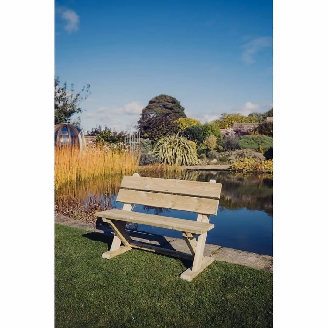 Churnet Valley Garden Furniture Ltd Ashcome Traditional Wooden Garden Bench in Brown, W/D/H: 120 x 65 x 90 cm – 3