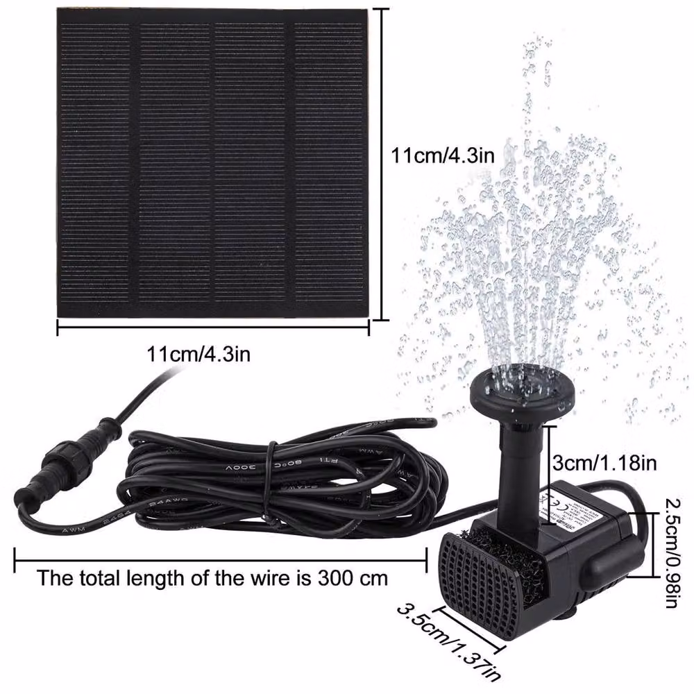 FLAVORA Solar Bird Bath Water Fountain, Black, W: 100 cm, D: 60 cm, H: 30 cm – 3