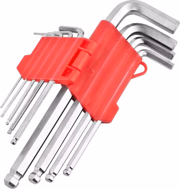 Tekbox 9 Piece Extra Long Hex Allen Key Set - Red
