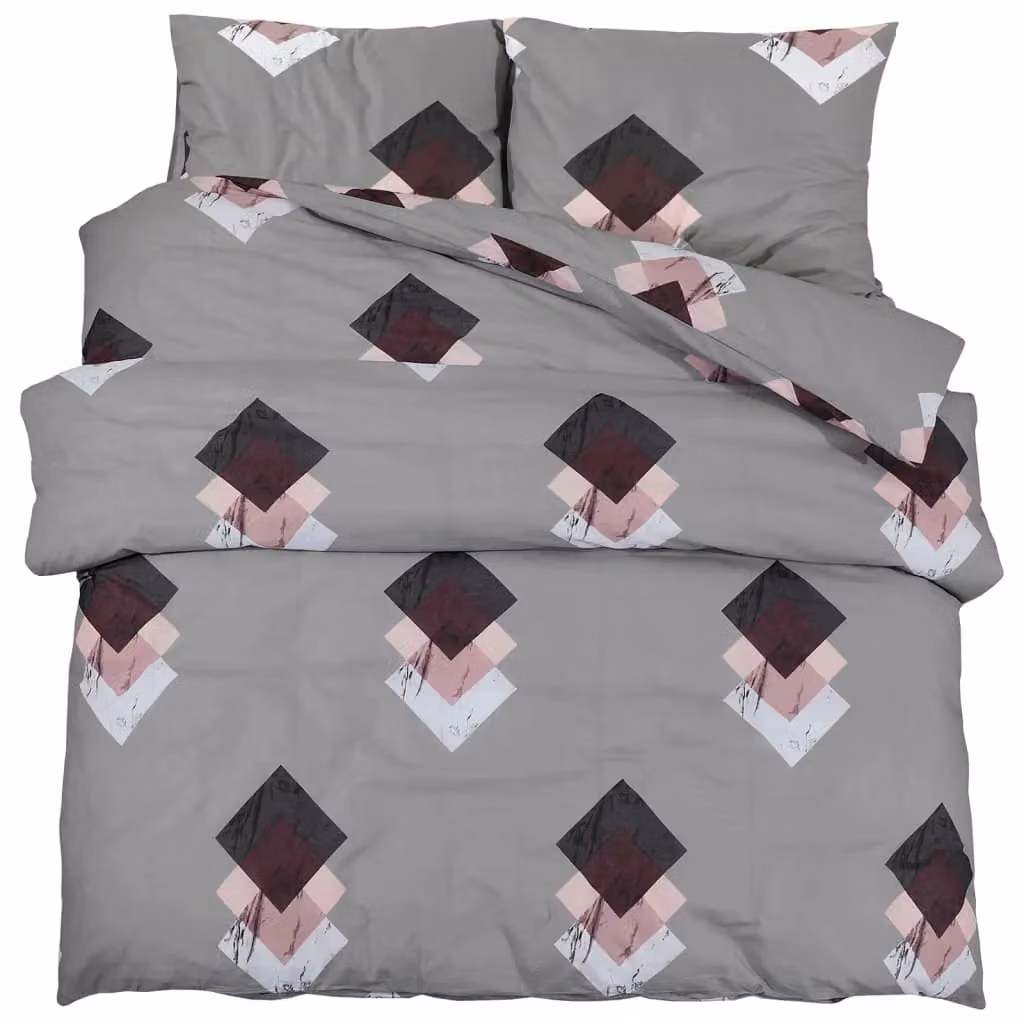 Berkfield Home Grey Cotton Duvet Cover and Pillowcase Set, W: 140 cm, L: 200 cm – 2