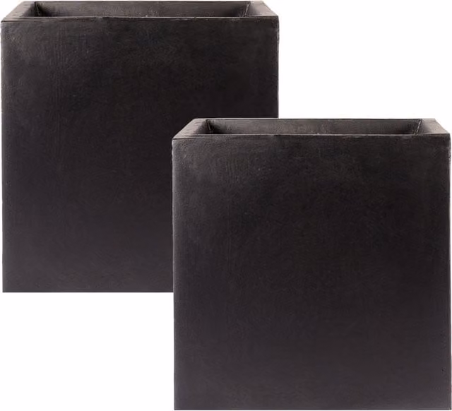 Idealist Set of 2 Square Stone Planters in Grey