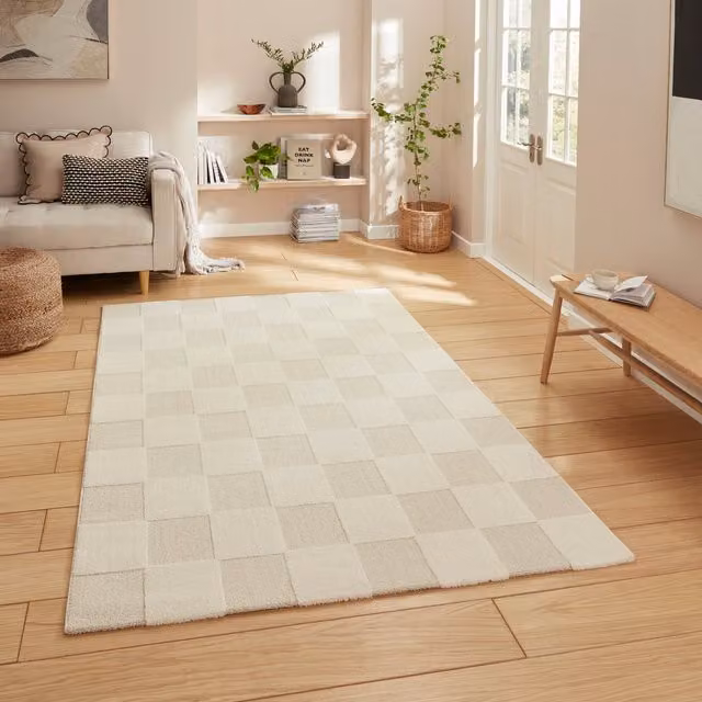 Terrys Modern Abstract Machine Woven Rectangular Rug in Beige and Polypropylene/Polyester