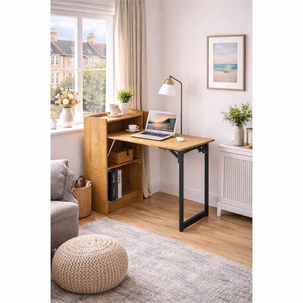SPETLEK Brown Folding Computer Desk and Workstation for Home Office – 2