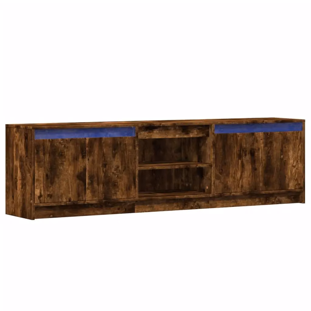 Berkfield Home TV Cabinet with LED in Smoked Oak Brown, W/D/H: 180 x 50 x 34 cm – 2