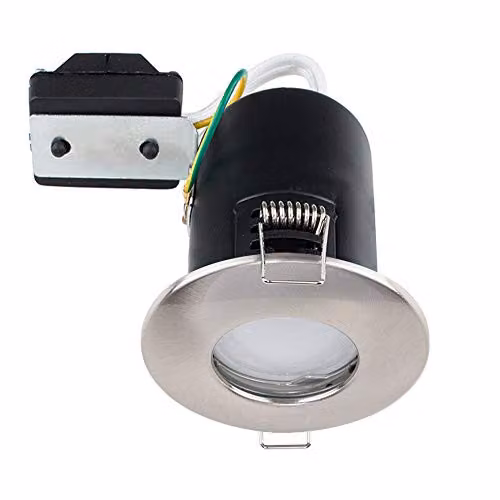 ValueLights Fire Rated IP65 LED Ceiling Downlight in Metallic Silver and Chrome – 1