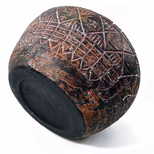 Leaf Rustic Aztec Vase Planter in Black and Brown, W/H: 23 x 30 cm – 5