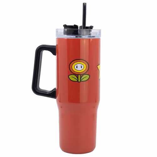 STOR Super Mario Red Stainless Steel Double Walled Thermo Mug with Lid, 940 ml – 1