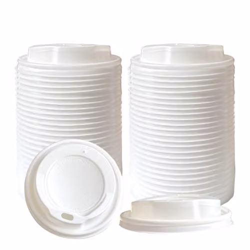 ECONX White Plastic Disposable Sip-Through Coffee Cup Lids, 90mm, 500 Pieces – 1