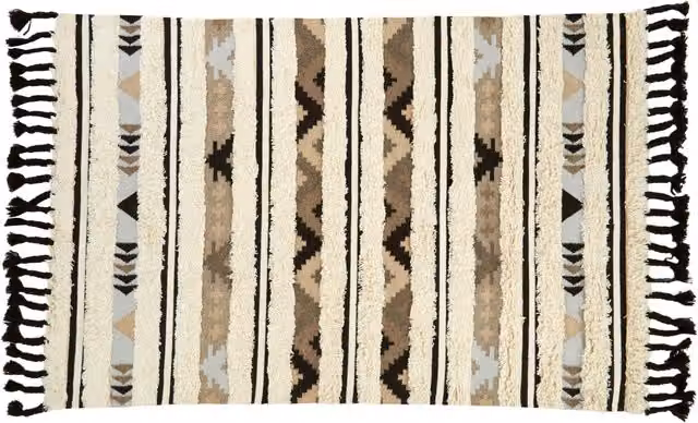 Orsina Large Tribal Rug in Black and White, Handcrafted Woven Wool and Cotton Ethnic Area Rug, W/D/H: 240 x 150 x 1 cm – 2