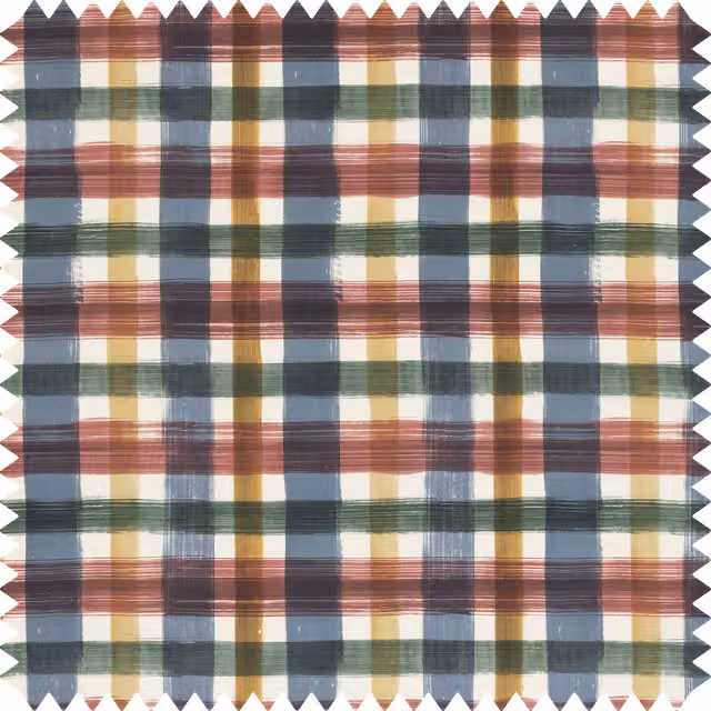 House of Hackney London Fields Check Organic Cotton Linen in Salvia Green and Multicolour