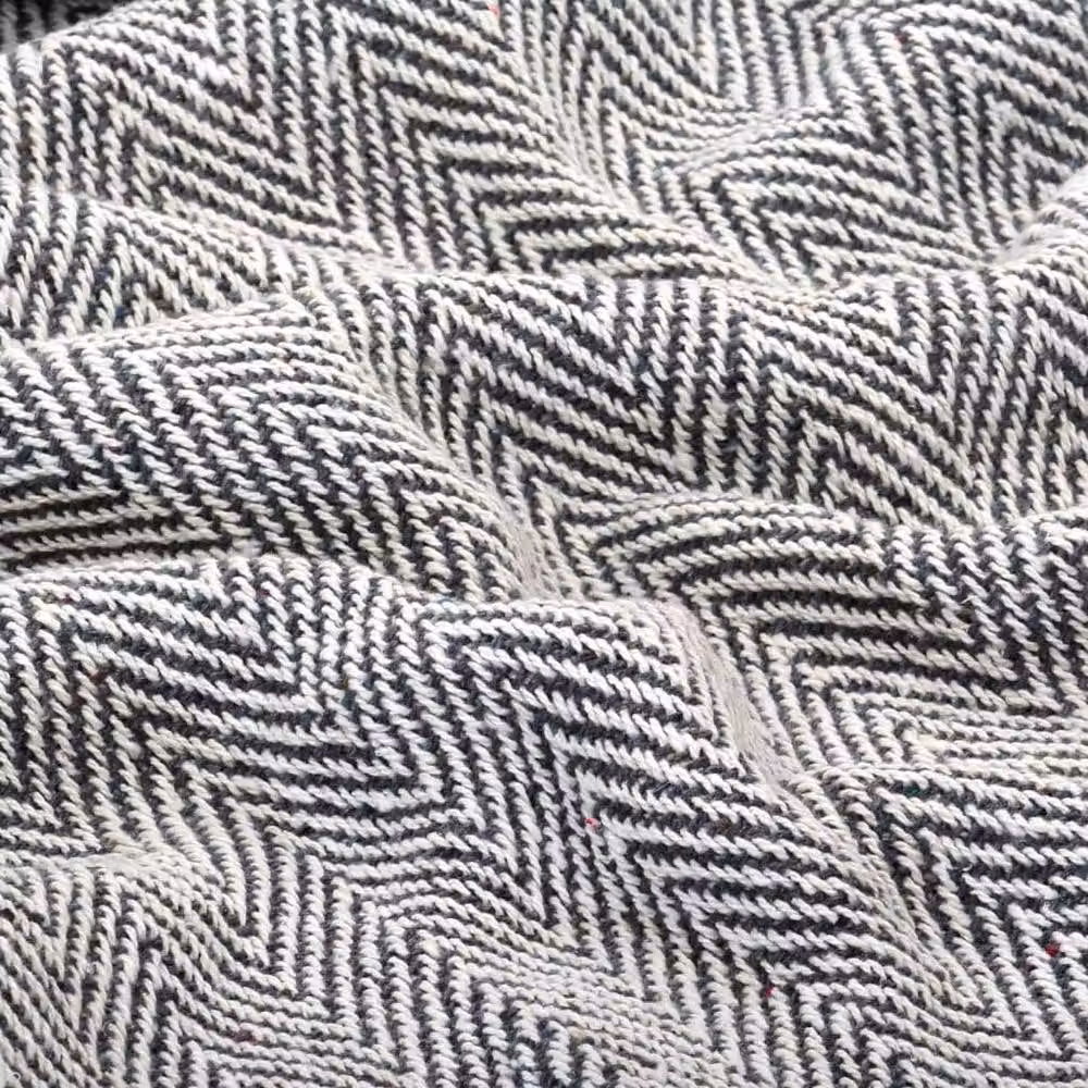 Berkfield Home Cotton Herringbone Woven Throw with Fringes, Blue, W: 160 cm, D: 210 cm – 2