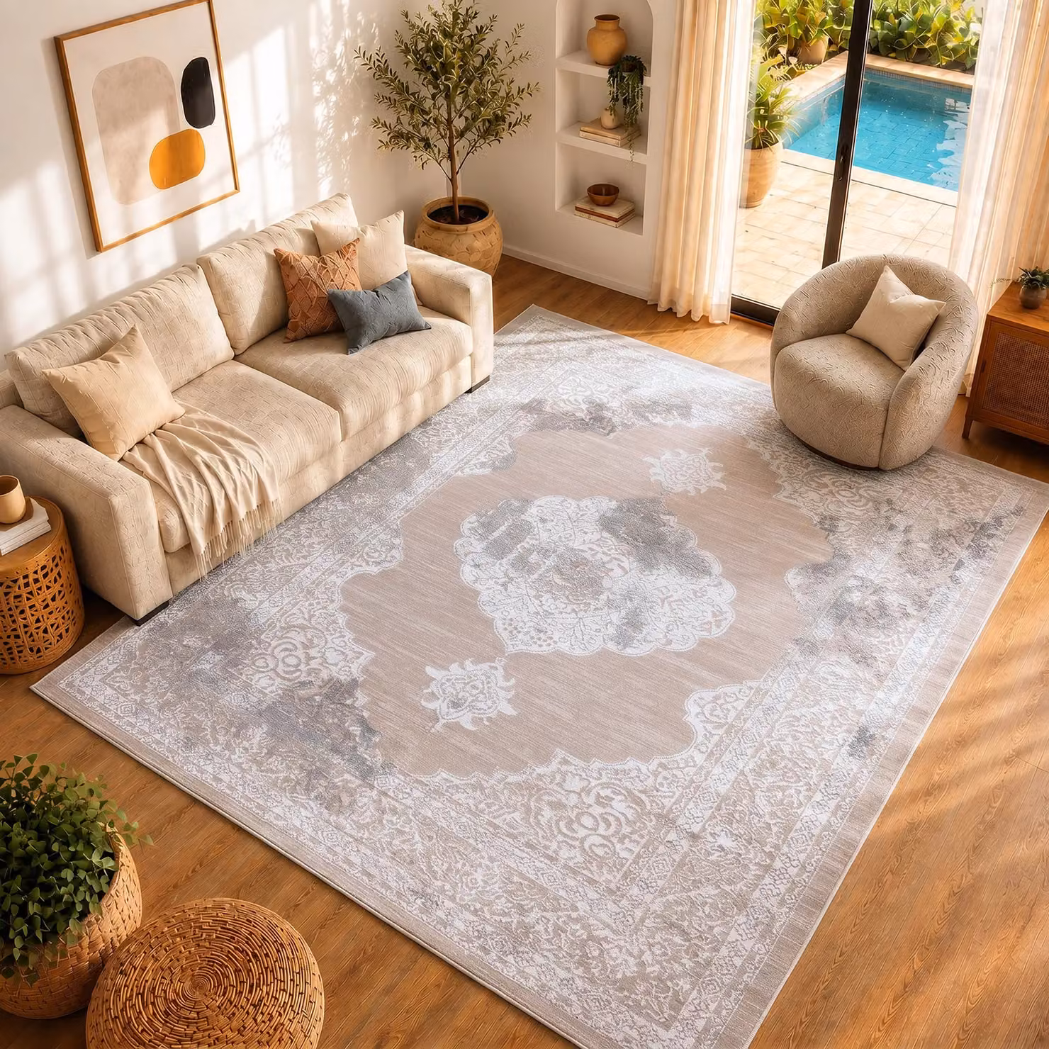 Livabliss Lustro Vintage Boho Rug in Beige, Grey and White, W: 160 cm, L: 220 cm – 3