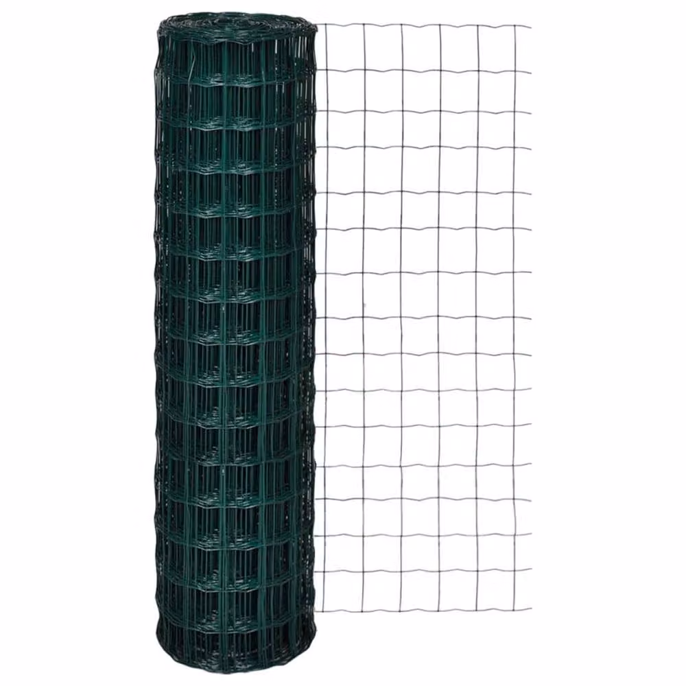 Berkfield Home Euro Fence PVC-Coated Steel Fencing, Green, W: 10 m, H: 1.5 m – 2