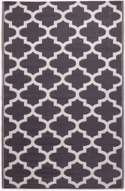 Homescapes Nola Geometric Outdoor Rug, Black and White, Reversible and UV-Resistant, W: 240 cm