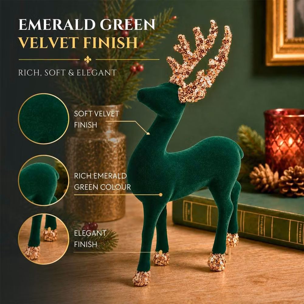 Shatchi Green Christmas Reindeer Tabletop Figurine, Height: 23 cm – 3