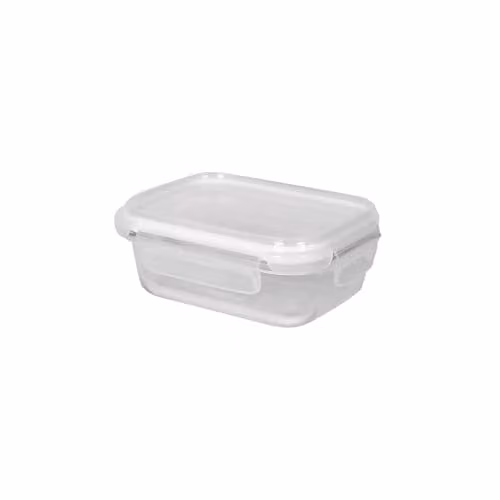 Harbour Housewares 370ml Glass Food Storage Container with Airtight Lid, Transparent and White, Leakproof and Microwave and Freezer Safe
