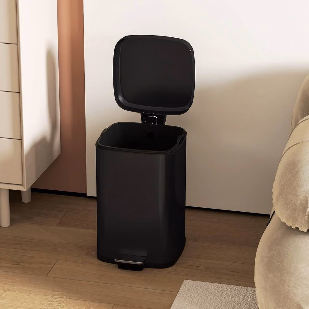STILVORA 20L Black Metal Kitchen Bin with Pedal Lid, Soft-Close and Removable Inner Bucket – 9