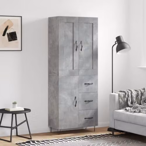 vidaXL Industrial Highboard in Grey with Hinged Doors and Internal Shelves, W/D/H: 69.5 x 34 x 180 cm – 2