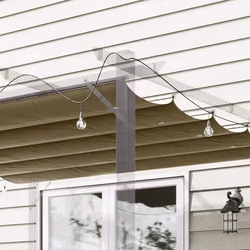 Outsunny Retractable Pergola Shade Cover Replacement Canopy in Tan or Brown – 6