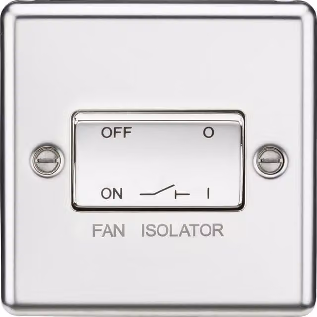 Knightsbridge 10AX 3 Pole Fan Isolator Switch in Polished Chrome with Rounded Edges