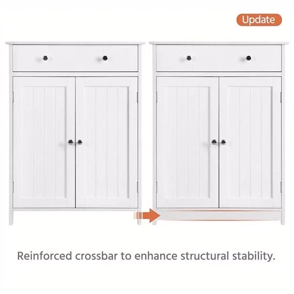 KORVIXA White Freestanding Bathroom Floor Cabinet with 1 Drawer and 2 Hinged Doors – 2