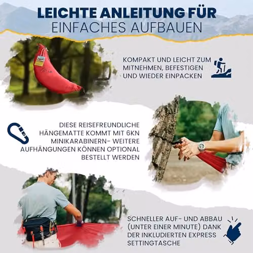 Ticket to the Moon Parachute Hammock Pro with Integrated Mosquito Net, Carabiners and Ridgeline, Bordeaux Red, 325 x 170 cm – 4