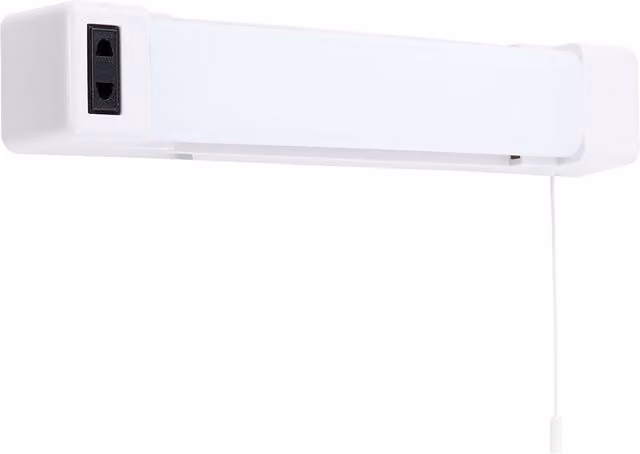 ValueLights Horizon IP44 LED Bathroom Shaver Light with Frosted Glass Shade and Pull Cord, White