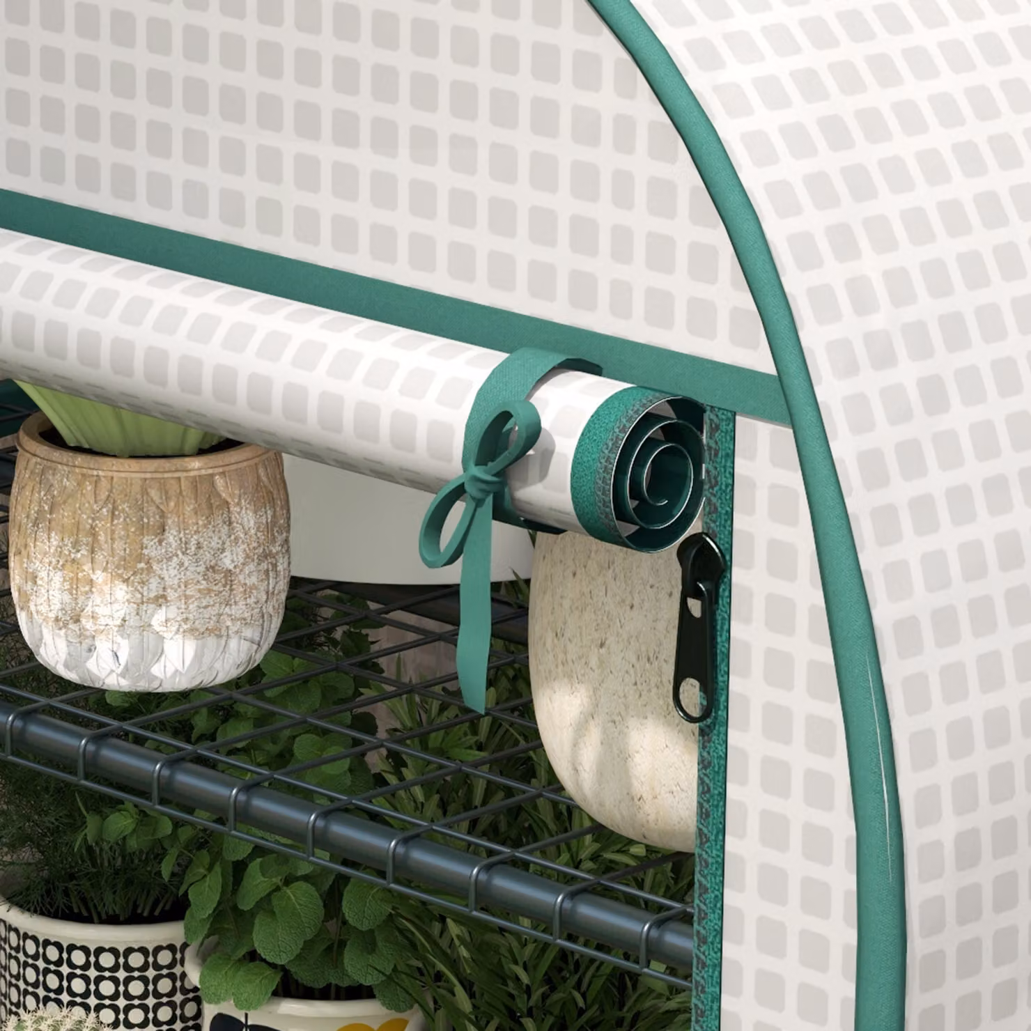 Outsunny Mini Greenhouse with Storage Shelf and Roll-Up Zippered Door, W/D/H: 80 x 49 x 160 cm – 5