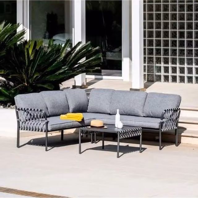 Better Garden 5 Seater Grey Rattan Corner Outdoor Sofa Set
