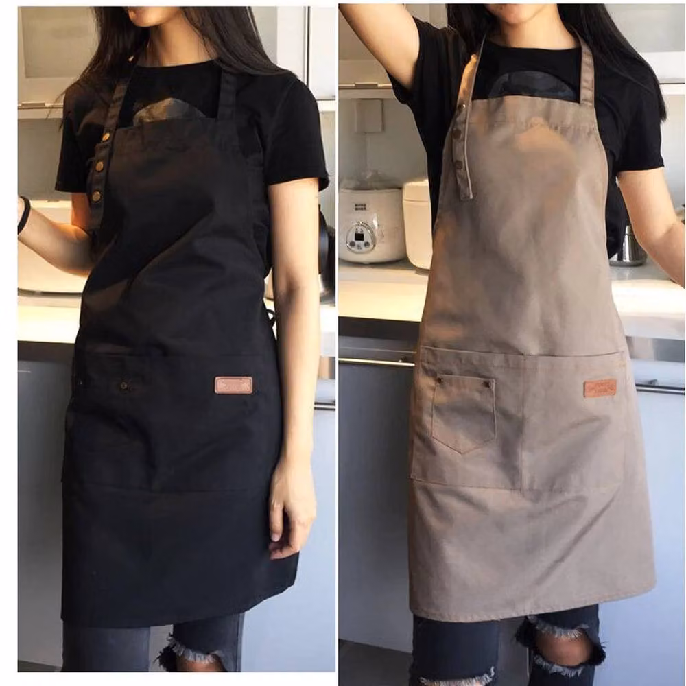NESTLUNE Black Denim Canvas BBQ Cooking Apron with Pockets, W: 100 cm, H: 60 cm – 2