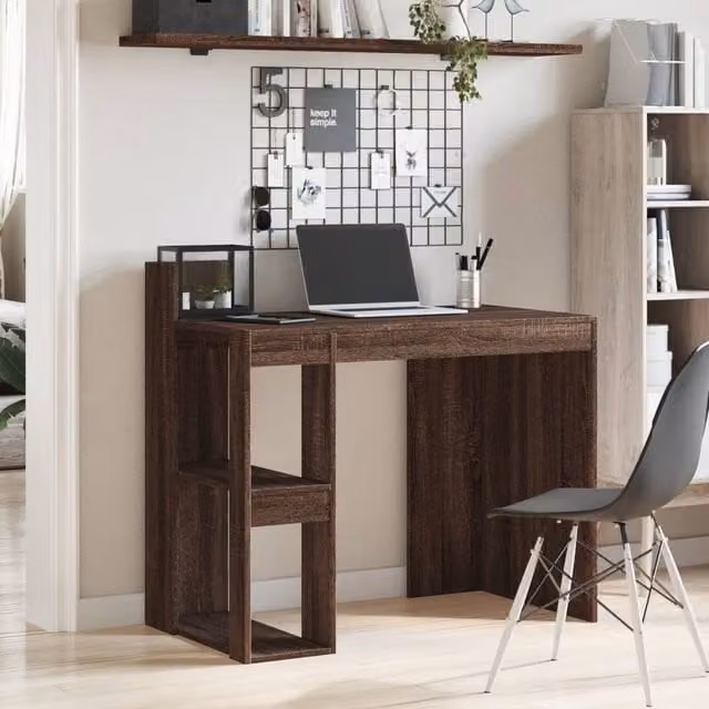 Berkfield Home Office Writing Desk in Brown Oak, W/D/H: 103.5 x 56.5 x 94 cm