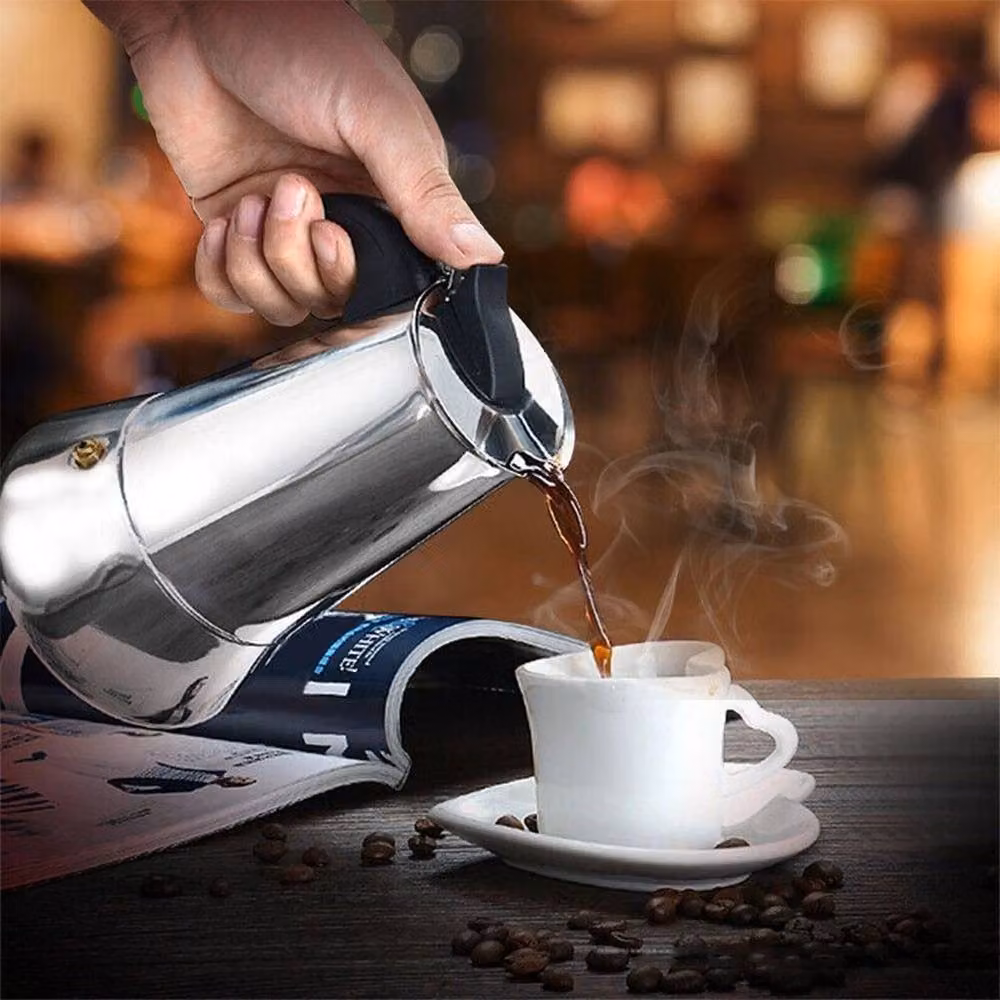 FLAVORA Stainless Steel Espresso Maker, 6 Cup, 300ml, Silver – 3