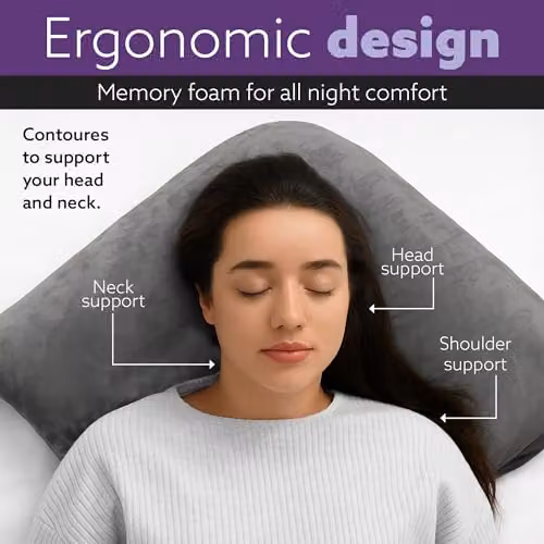 Aamira Grey Memory Foam Wedge Pillow with Adjustable Height and Removable Velvet Cover – 7