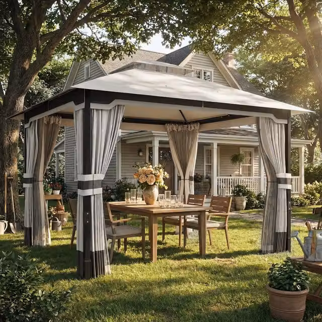 Outsunny Modern Metal Outdoor Garden Gazebo in Grey, W: 3.6 m, D: 3 m
