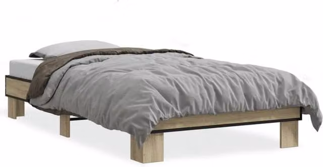 Berkfield Home Sonoma Oak Small Single Bed Frame in Light Tan, W: 75 cm, L: 190 cm – 1