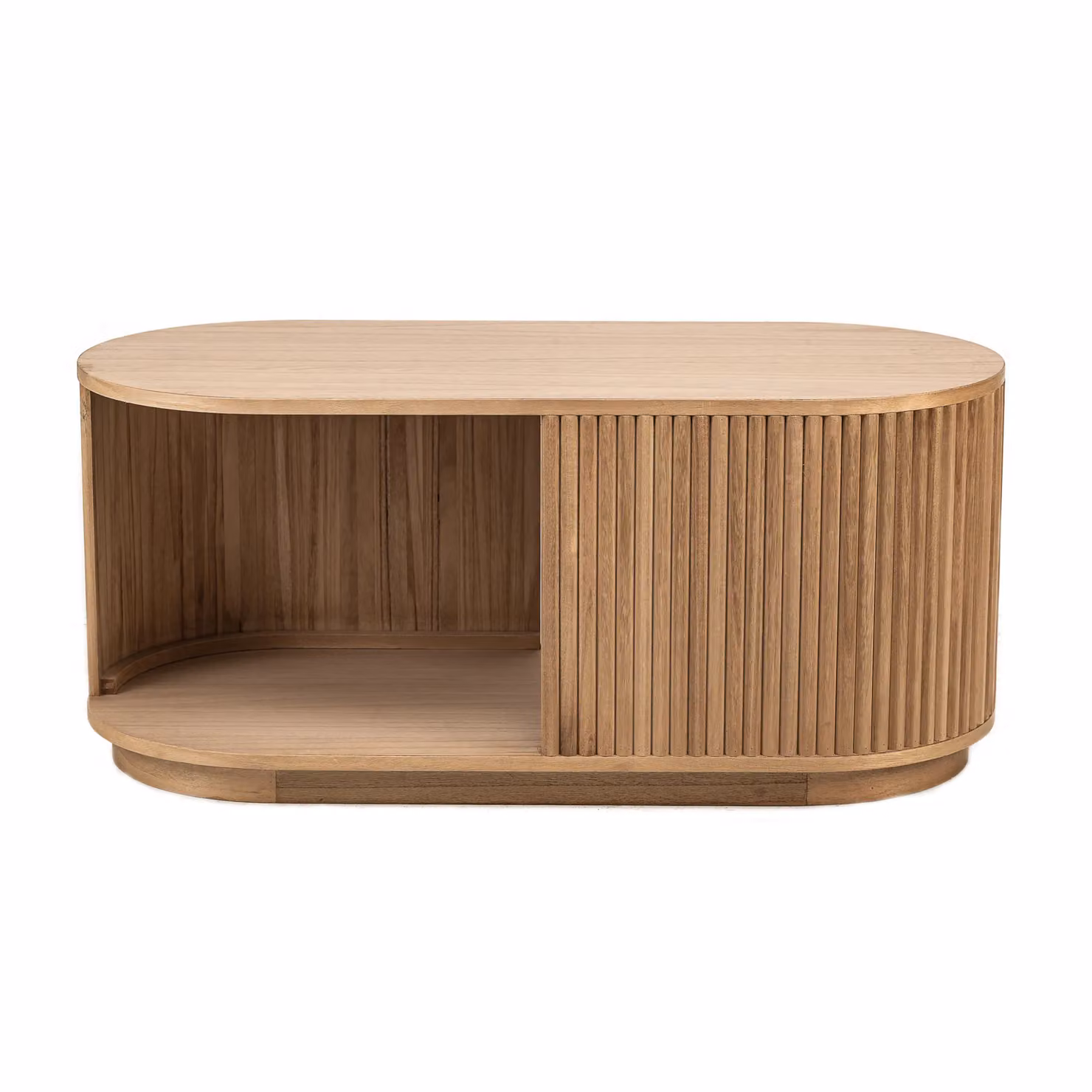 Nordlys Oval Wood Coffee Table with Storage in Brown – 3