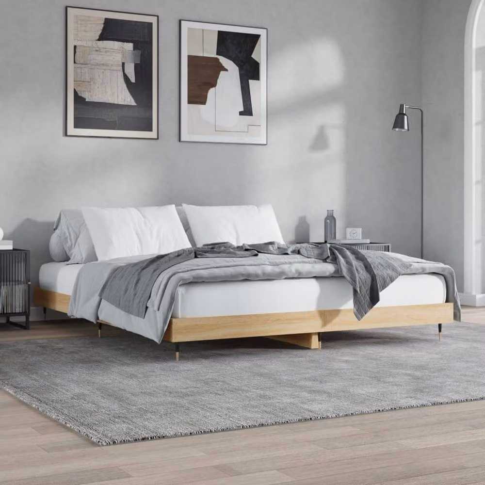 Berkfield Home Sonoma Oak Bed Frame in Brown, W/D/H: 120 x 200 cm – 2