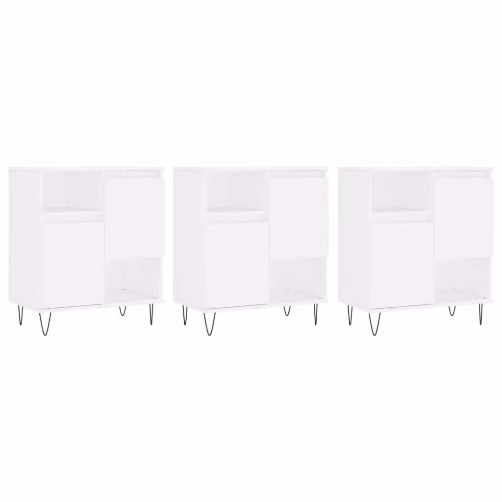 Berkfield Home Set of 3 White Matt MDF Wall Mounted Sideboards