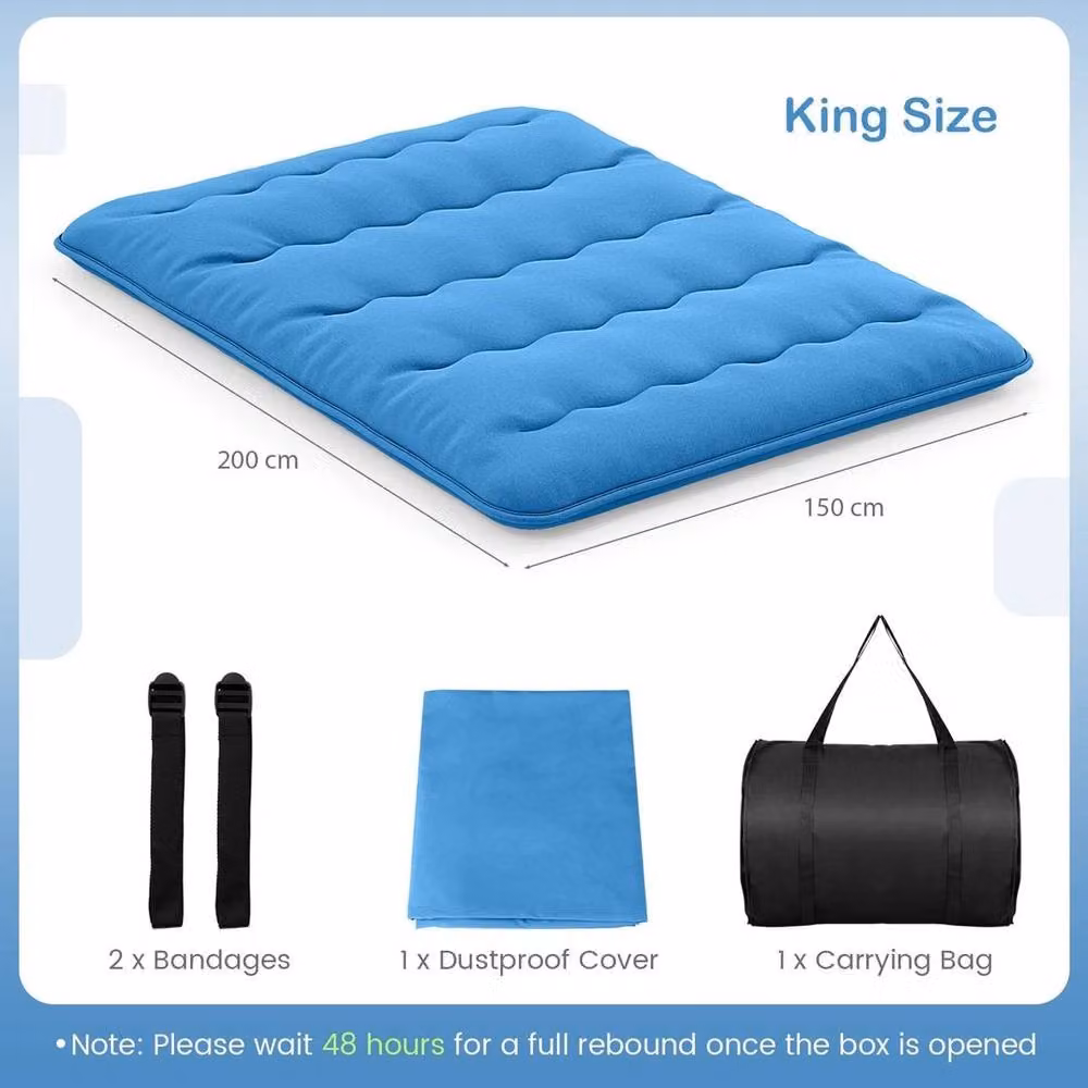 Kelvenix King Size Japanese Floor Futon Mattress in Blue, W/D/H: 200 x 180 x 15 cm – 2