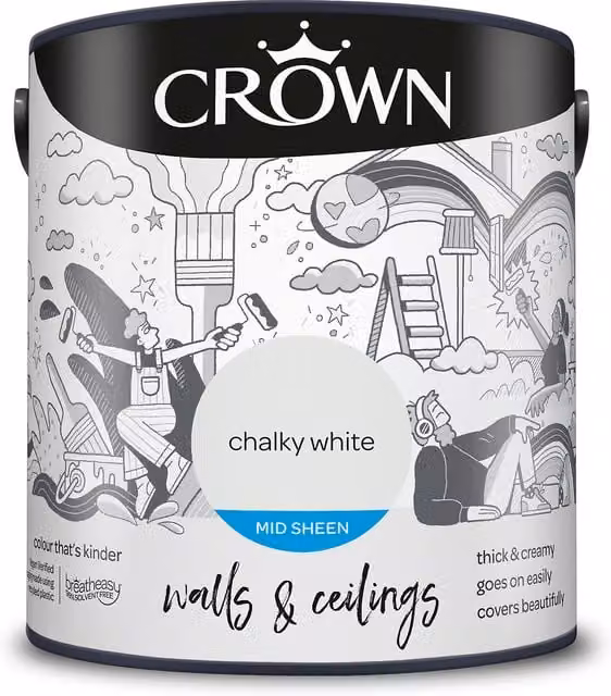 Crown Walls and Ceilings Mid Sheen Emulsion White 2.5l