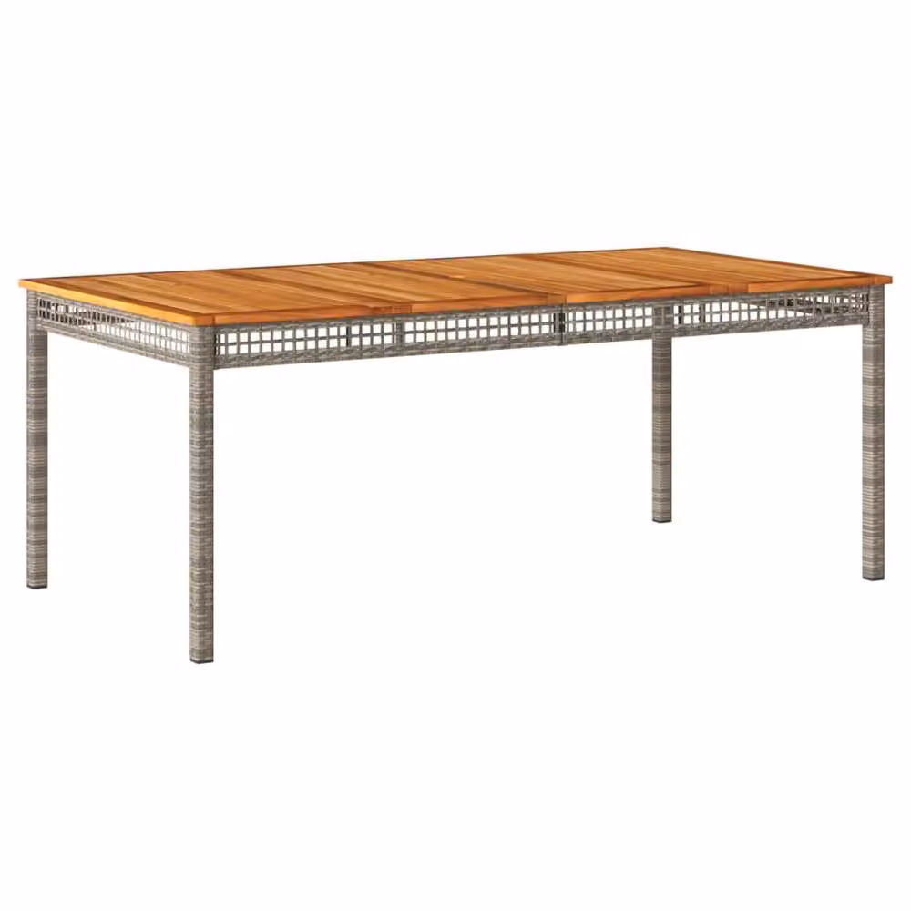 Berkfield Home Extendable Rectangular Garden Table in Grey Poly Rattan and Acacia Wood, W/D/H: 180 x 90 x 75 cm – 2