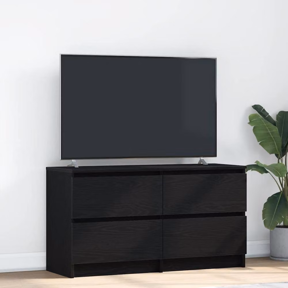 Berkfield Home Modern Black TV Cabinet in Matt MDF, W/D/H: 100 x 35 x 54 cm – 2