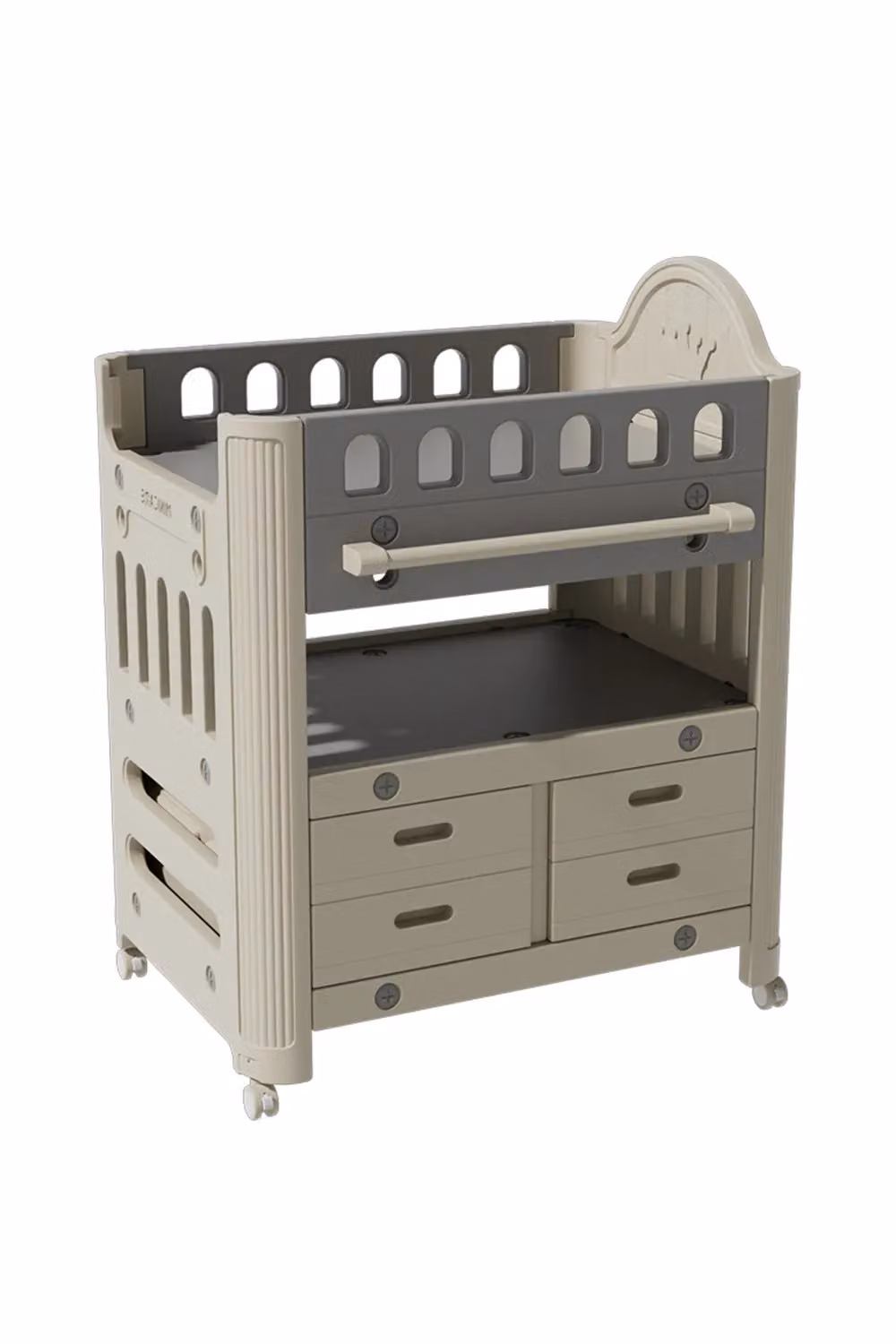 H&O Direct Mobile Baby Diaper Changing Table with 4 Drawers and Storage Shelf in Grey – 2