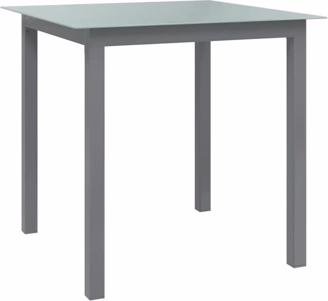 Berkfield Home Garden Table in Light Grey, Aluminium and Glass, W/D/H: 80 x 80 x 74 cm – 1