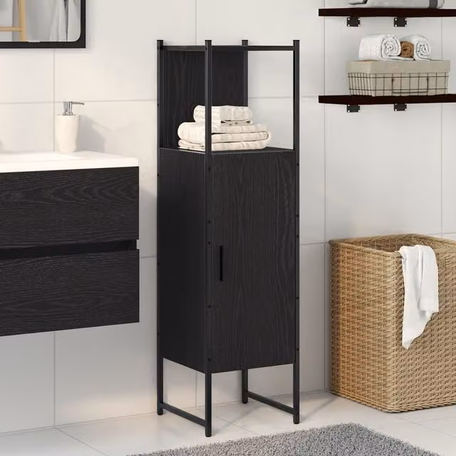 Berkfield Home Black Oak Bathroom Cabinet, W/D/H: 33 x 33 x 120 cm – 1