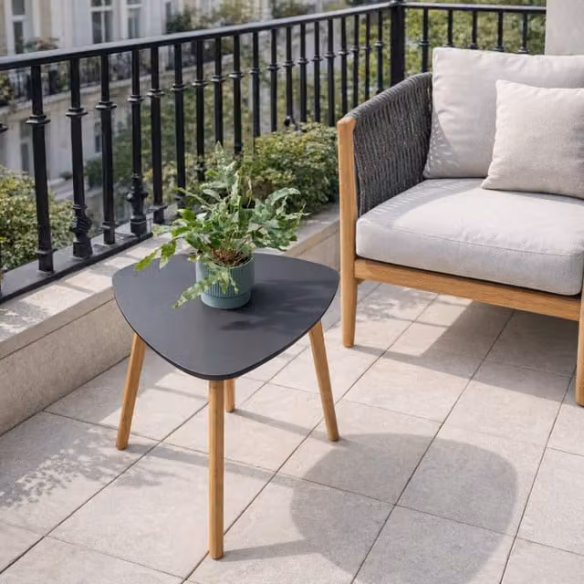 Noa and Nani Modern Round Grey Side Table for Balcony and Terrace