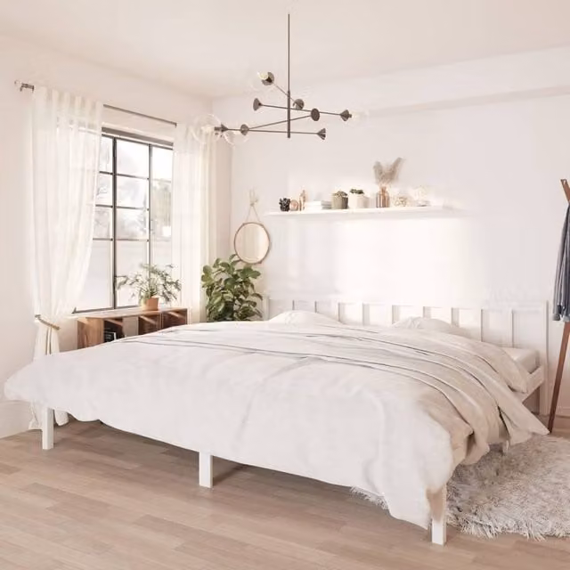 Berkfield Home Super King Size Bed Frame in White Solid Pine Wood, W/D/H: 180 x 200 cm – 1