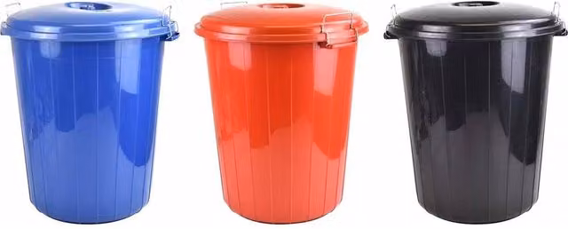 FLAVORA Set of 3 Multicolour Garden Bins with Locking Flip Lid and Handles, 25 Litre