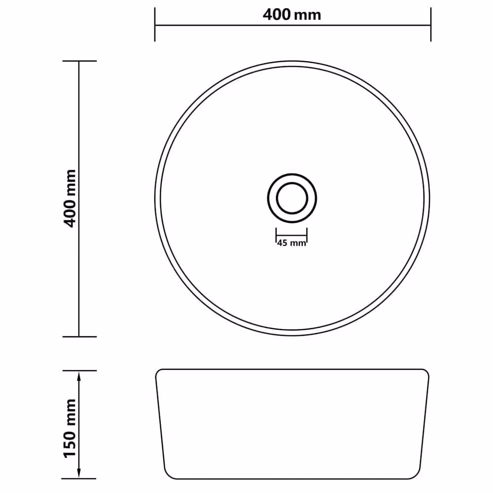 Berkfield Home Luxury Round Ceramic Wash Basin in Matt Light Blue, W: 40 cm, H: 15 cm, D: 15 cm – 3